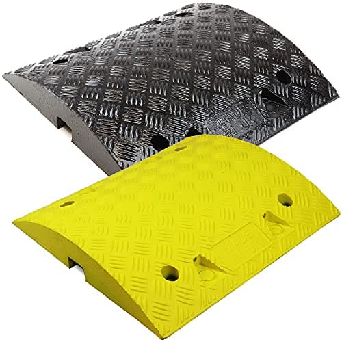 Image of Heavy Duty Speed Ramp Mid Sections in Yellow & Black - Speed Bump - Sleeping Policeman Safety Car Ramps to Enable Traffic Calming in 50mm (10MPH) & 75mm (5MPH) Depths (50mm (10MPH), Black)