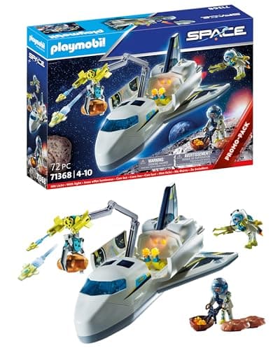 Image of Playmobil 71368 Mission Space Shuttle Promo Pack, space flight, astronauts in research gear, outer space mission, fun imaginative role-play, playset suitable for children ages 4+