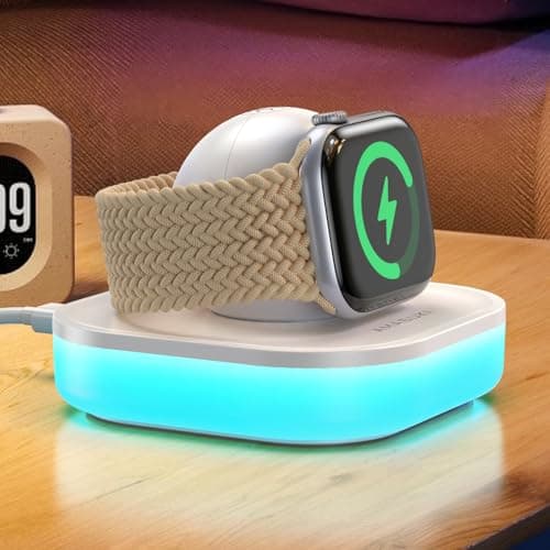 Image of Wireless Charging Stand for Apple Watch, Portable Magnetic Charging Dock Fast Charger for iWatch, Charging Station for Apple Watch Series 11 10 9 8 7 6 5 4 3 2/Ultra/SE-White