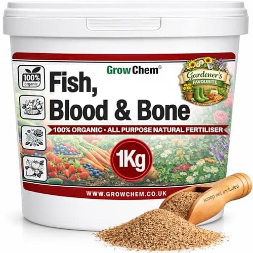 Image of Grow Chem Fish, Blood & Bone Fertiliser (1KG Bucket) Multi-Purpose – Organic Fertiliser for Plants & Lawns – Nutrient-Packed Plant Food and Soil Activator for Strong Healthy Produce, Flowers & Lawns