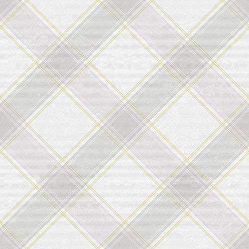 Image of Holden Decor Whitcliffe Aiden Check Yellow Grey Wallpaper 90741 - Argyle Tartan