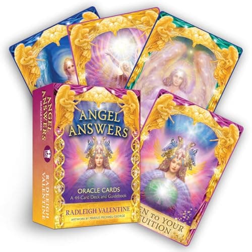 Image of Multicolor Angel Answers Oracle Card - 13.7cm x 10cm (44 Card Deck) - Radiant Paper Deck, Illuminate Life's Questions - Ideal for Spiritual Activity