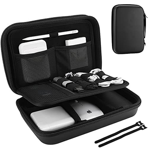 Image of ProCase Hard Travel Electronic Organizer Case for MacBook Power Adapter Chargers Cables Power Bank Apple Magic Mouse Apple Pencil USB Flash Disk SD Card Small Portable Accessories Bag -XL,Black