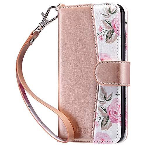 Image of ULAK Wallet Case Compatible with iPhone SE 2022/2020/iPhone 8/iPhone 7, PU Leather Case with Card Holder Kickstand Shockproof Protective Flip Cover for iPhone 7/8/SE 2nd/3rd Gen 4.7 inch, Rose Gold