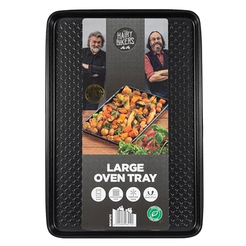 Image of Hairy Bikers Bakeware, Large Oven Tray, Non-Stick Coating, PFOA Free, Oven Safe, Dishwasher Safe, Freezer Safe, Black
