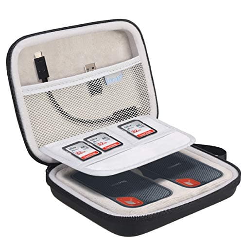 Image of Lacdo 2-in-1 External Hard Drive Carrying Case for SanDisk Extreme Portable SSD SDSSDE60-G25 / G-Technology G-Drive Mobile SSD 250G 500G 1TB 2TB USB 3.1 USB-C Shockproof Travel Storage Bag, Black