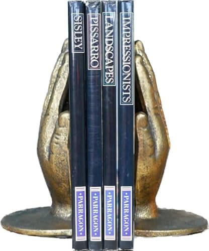 Image of Pair of Bookends | Metal Gold Hands Book Shelf Tidies