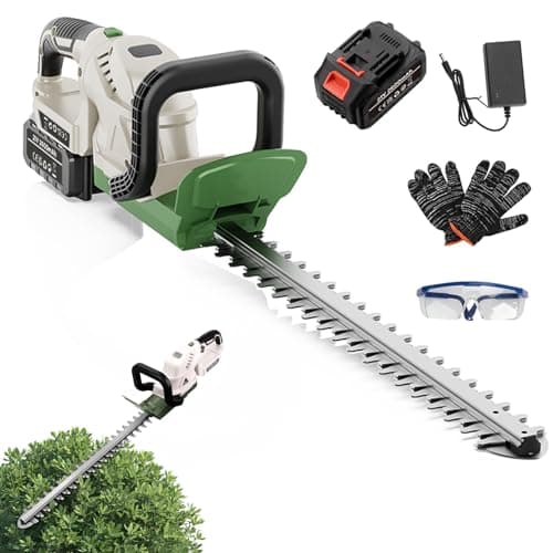 Image of Hedge Trimmer Cordless with Battery and Charger, 21V 2600mAh Rechargeable Electric Bush Trimmer Lightweight Shrub Hedge Cutter, 51cm Cutting Length 16mm Tooth Opening, with Power Display