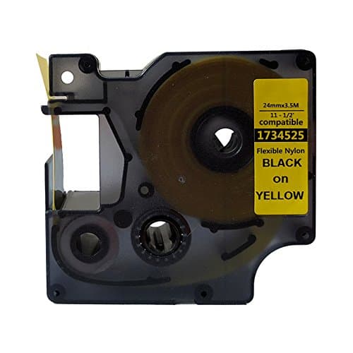 Image of NEOUZA 1734525 Compatible for DYMO Rhino Industrial IND Flexible Nylon Label Tape Length 3.5m (Black on Yellow, 24mm)