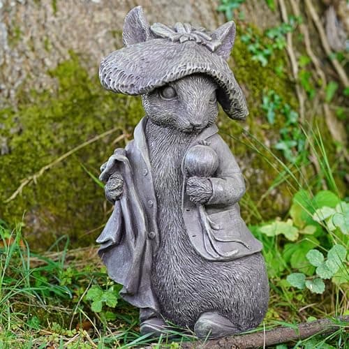 Image of Benjamin Bunny Garden Ornament Beatrix Potter Peter Rabbit Resin Outdoor Statue Sculpture Hare Decoration Large Home Decor