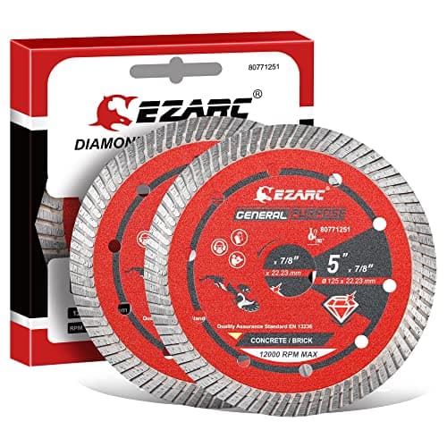 Image of Diamond Cutting Discs - EZARC 125mm Turbo Diamond Blades for Angle Grinder, Fast Smooth Cutting on Granite, Marble, Concrete,Brick (2-Pack)