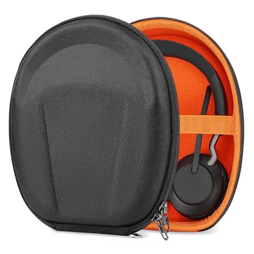 Image of Geekria Shield Case Compatible with Jabra Elite45h, Evolve2 75/65/55/50/30 and More, Replacement Protective Hard Shell Travel Carrying Bag with Cable Storage (Black)