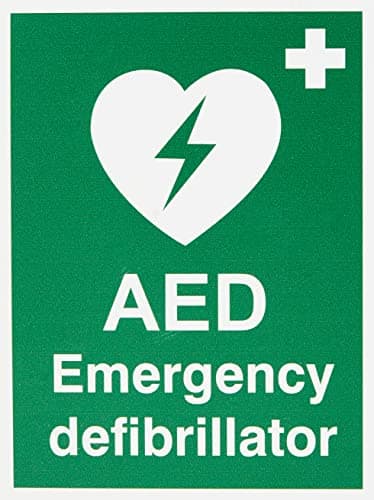 Image of Seco AED Emergency Defibrillator Sign, 150mm x 200mm - 1mm Semi Rigid Plastic