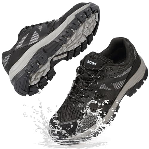 Image of Steel Toe Cap Trainers Mens Womens Waterproof Safety Shoes Work Boots Safety Trainers Non-Slip Light Weight Industrial Protective Composite Black
