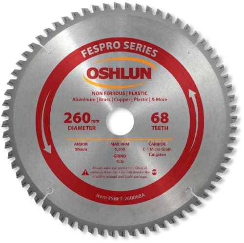 Image of Oshlun SBFT-260068A 260mm 68 Tooth FesPro Non Ferrous TCG Saw Blade with 30mm Arbor for Festool Kapex KS 120