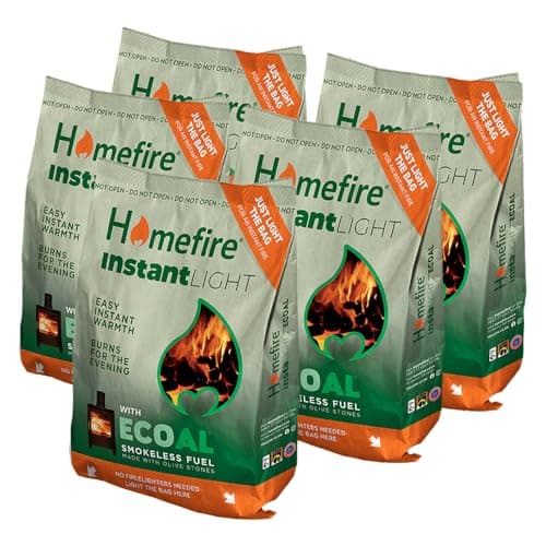 Image of Homefire Instant Light Smokeless Ecoal Bag, Open Fires and Multi-fuel Stoves, 3 kg (Pack of 5)