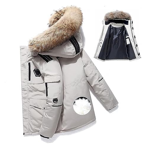 Image of Men's Down Jacket Big Goose Autumn And Winter Thickened Coat Canada Style Warm Snow Coat (Color : White, Size : S)