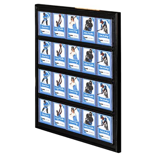 Image of Franklin Sports Baseball + Trading Card Display Frame - Card Display Case for Sports, Collector + Trading Cards -Wall Mounted Card Display Case - 20 Top Loaders Included