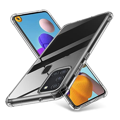 Image of Hually Case for Samsung Galaxy A21s, (6.5 inch) Galaxy A21s Clear Case With Reinforced Corners, Drop Protection Soft TPU + Clear Hard Back Protective Phone Case Cover for Samsung Galaxy A21s