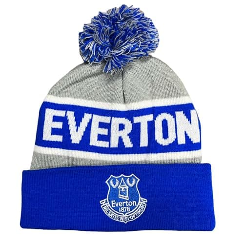 Image of Everton Official Text Cuff Bobble Hat Royal