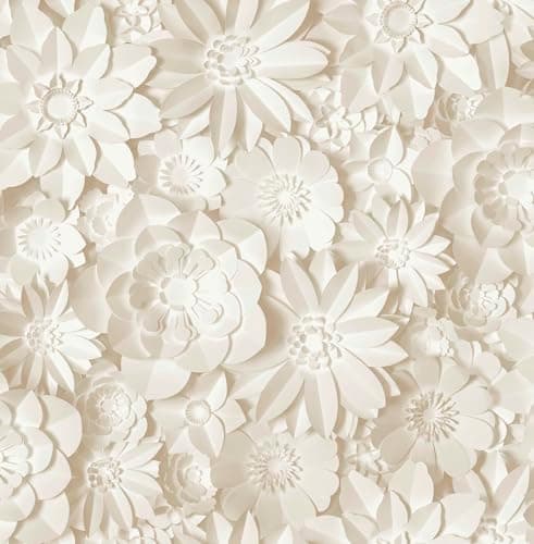 Image of Fine Decor Dimensions Floral 3D Effect Design Decorative Wallcovering for Feature Walls, Living Rooms, Nursery, Kids Bedrooms Wallpaper Natural Tones (FD43604)