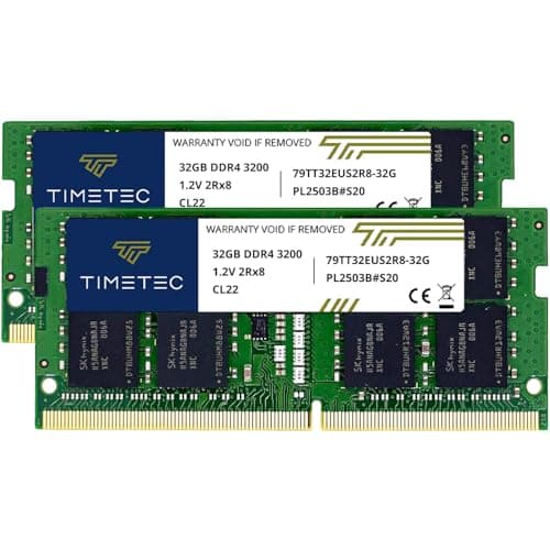 Image of Timetec Hynix IC 64GB KIT(2x32GB) DDR4 3200MHz PC4-25600 Unbuffered ECC UDIMM 1.2V CL22 2Rx8 Dual Rank 260 Pin SODIMM Memory RAM Module Upgrade (64GB KIT(2x32GB))