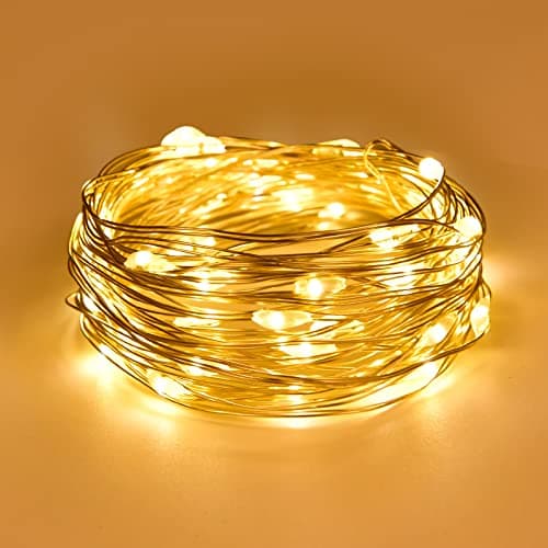Image of Dalugo Fairy Lights Battery Operated, 2m 20 LED Copper Wire Battery String Lights, Warm White Fairy Lights Indoor for Bedroom Wedding Christmas Jars Bottle Decorations