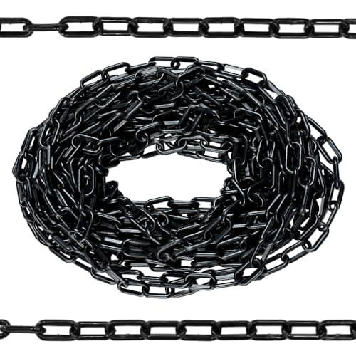 Image of Berry 25 Meter 8MM Plastic Chain Safety Barrier - Black, Plastic Chain Link Roll for Crowd Control, Safety Link for Construction Road Safety Caution Sign Warehouse Parking Chain