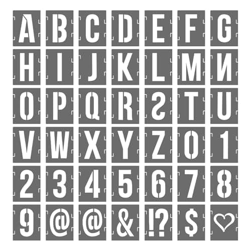 Image of PATIKIL 1 Inch Plastic Letter and Number Stencils, 42 Pcs Reusable Alphabet Stencils for Painting Spraying on Wall, Wood, Shop