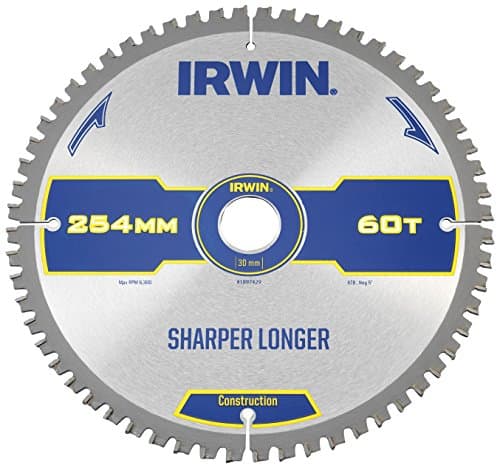 Image of IRWIN IRW1897429 254 x 30mm 60-Teeth Construction Circular Saw Blade with ATB Tooth Grind/ Negative Hook