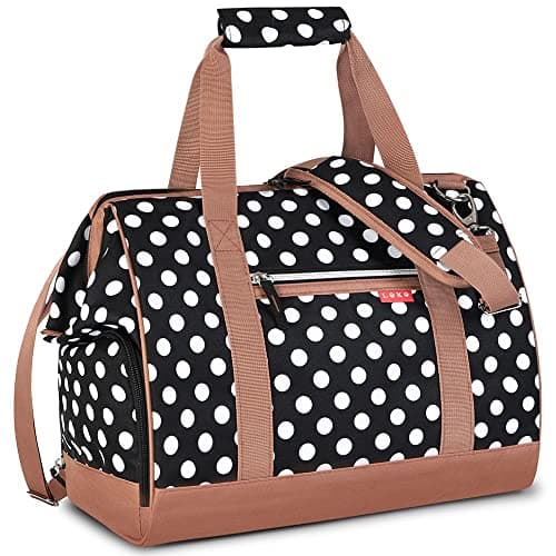Image of Lekesky Weekend Overnight Bags for Women - 33l Travel Holdall Bag for Airlines with Shoes Compartment (White Dot,42 * 33 * 24cm)