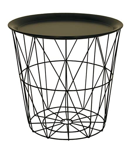 Image of Modern Black Small Wire Side Table Metal Coffee End Side Table With - Lift Off Tray Top Brand change to:Sifcon