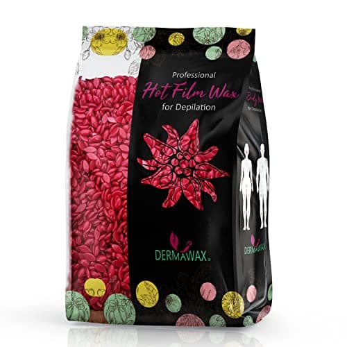 Image of Hot Hard Wax Beads for Hair Removal, Rose Stripless Film Formula with Coconut Oil for Full Body Use, Face Legs Armpits Bikini Line, Professional Quality for Women and Men, Dermawax, Made in Italy, 1kg