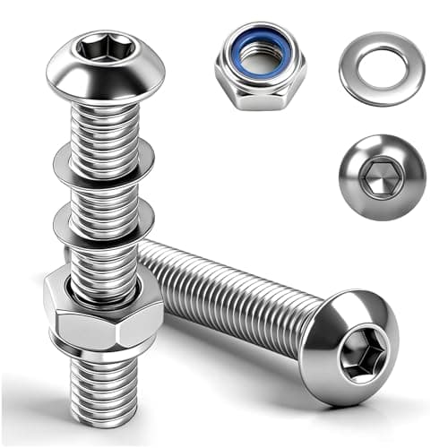 Image of TXXATX M5x40 mm Nuts and Bolts Set 10 Sets M5 Bolts with Nuts and Washers 304 Stainless Steel Button Head Allen Screws Fully Threaded Hex Socket Head Cap Screws for Connecting Fastening Mounting
