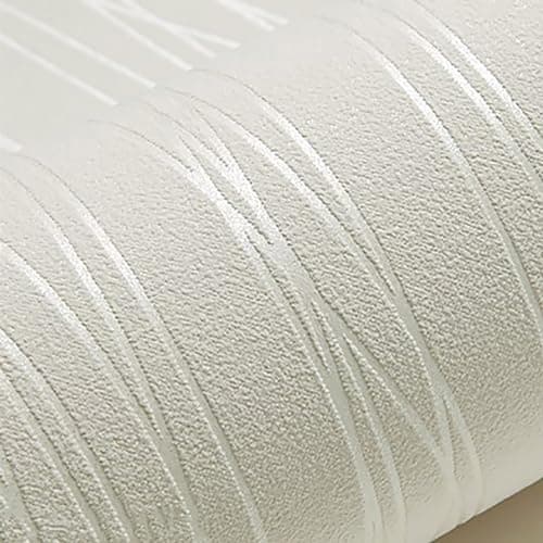 Image of Swehooirt Cream White Striped Wallpaper Modern White Metallic Striped Effect Wallpaper Flocking Textured for Bedroom Living Room TV Backdrop Hallway Lounge Hall