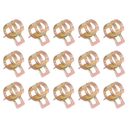 Image of Sourcingmap 15Pcs Spring Band Type Action Fuel/Silicone Vacuum Hose Pipe Clamp, 8.5mm Low-Pressure Air Spring Hose Clip Clamp for Automotive Oil Pipe Water Pipe, Color Zinc