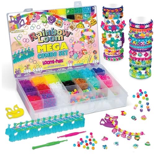 Image of Rainbow Loom Besties Loomi-Pals Mega Combo Loom Band Kit | Rubber Band Bracelet Kit with Charms, and Elastic Bands Childrens Jewellery Making Kits Make Great Gifts for Kids Age 7+