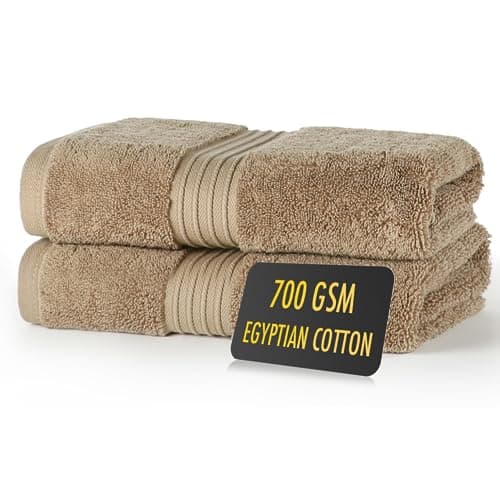 Image of ALSAP Brown Hand Towels Pack of 2 - Ultra Soft Super Absorbent 700 GSM Egyptian Cotton Towels - Bathroom Linen Sets - Luxury Hotel Quality Cotton Hand Towels Set Convenient Size 50x85 cm