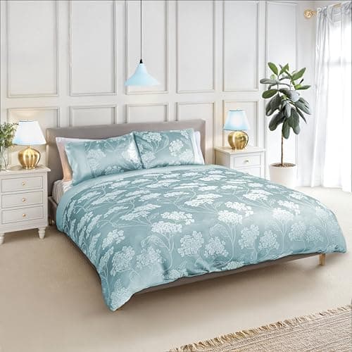 Image of Emma Barclay Blossom - Embellished Jacquard Duvet Set in Duck Egg - Single