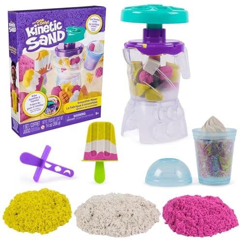 Image of Kinetic Sand, Smoothie Mixer Playset with 14 oz Play Sand, Tools and Popsicle Mould, Play Food Toy, Arts and Crafts Kids Toys for Girls and Boys Ages 5 and up.
