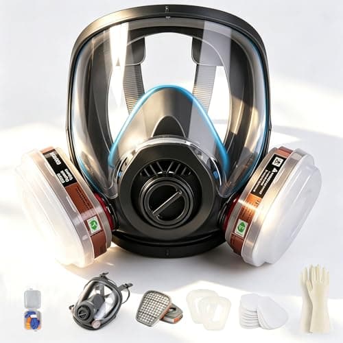 Image of Sumeber Full Face Respirator Mask, Gas Cover Organic Vapor Mask and Anti-fog,Dust-proof Face Cover, for Painting, Mechanical Polishing, Logging, Welding and Other Work Protection