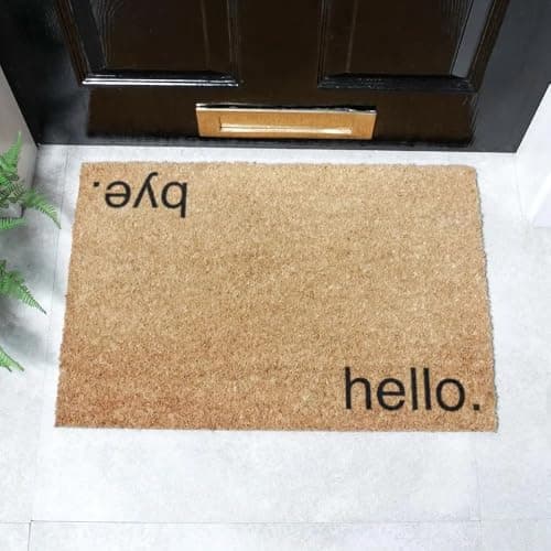 Image of Artsy Mats - Hello, Bye Doormat - Made from Tufted Coconut Fibre - Non-Slip Natural Rubber Backed Door Mats Indoor - Heavy Duty, Decorative Outdoor Mats (60x40cm)