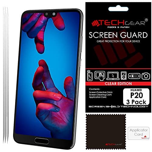 Image of TECHGEAR [3 Pack] Screen Protectors for Huawei P20 - Clear Lcd Screen Protector Guard Covers Compatible with Huawei P20