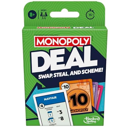 Image of Monopoly Hasbro Gaming Deal Strategy Card Game for 8+ Year Old Kids, for 2-5 Players, Family Games for Children and Adults