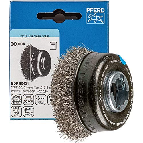 Image of PFERD Cup Brush, Diameter 60 mm, unbraided, 0.30 mm Stainless Steel Wire, X-Lock Socket, 43468925 - for Quick and Comfortable Tool Changes