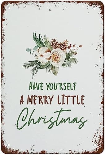 Image of Vintage Metal Signs Have Yourself A Merry Little Christmas Sign Christmas Prints Candy Cane Retro Poster Wall Art Tin Sign Funny Decorations for Home Bar Farm Home Wall Decor Plaque 8x12 Inches