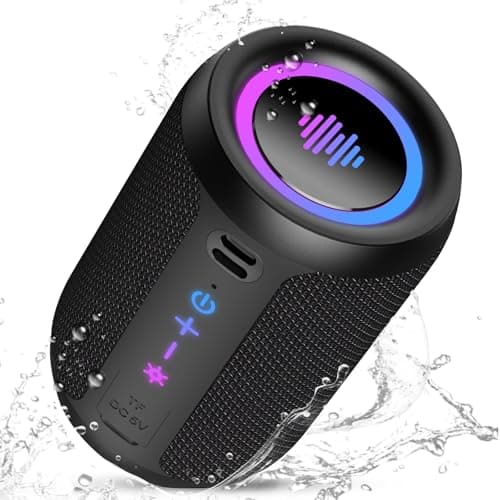 Image of Bluetooth Speaker Wireless with Stereo Sound & Mic for Calls, Bluetooth 5.4 Portable Speaker with 12H Playtime, 6 RGB Lights & TWS Pairing, IPX7 Waterproof Outdoor Speaker for Home, Hiking, Party