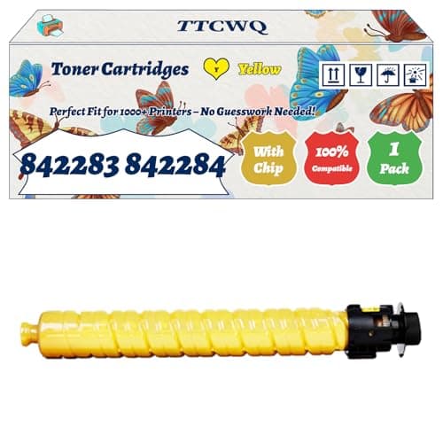 Image of Compatible for Ricoh 842283 842284 842285 842286 Toner Cartridges Work for Ricoh IM C4500 IM C5500 IM C6000 Printers, with Chip, High Yield 43000 Pages, High-Definition Printing (1 Pack Yellow)