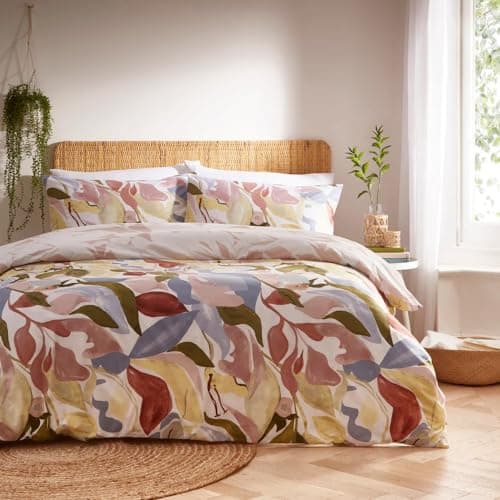 Image of furn. Amarosa Duvet Cover Set – Hand-Painted Abstract Floral Reversible Bedding (Plaster – King)