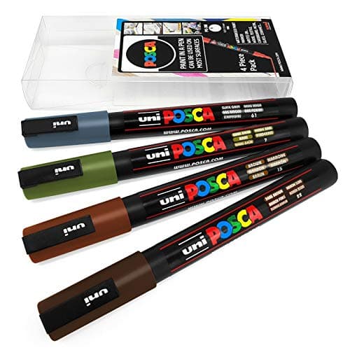 Image of Uni POSCA - PC-3M Art Paint Markers - Set of 4 - in Plastic Wallet - Earth Tones
